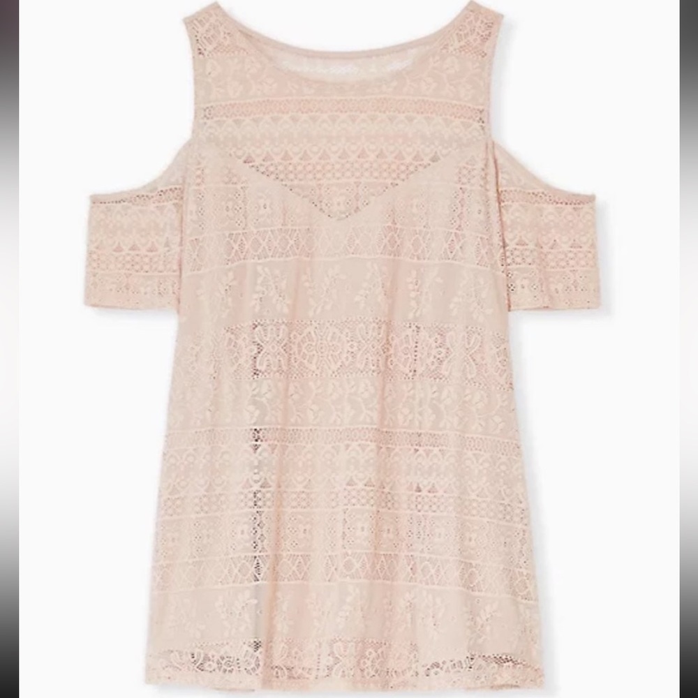 Torrid Pink Lace Cold Shoulder Top